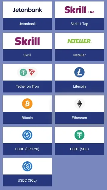 Payment methods on Paripesa